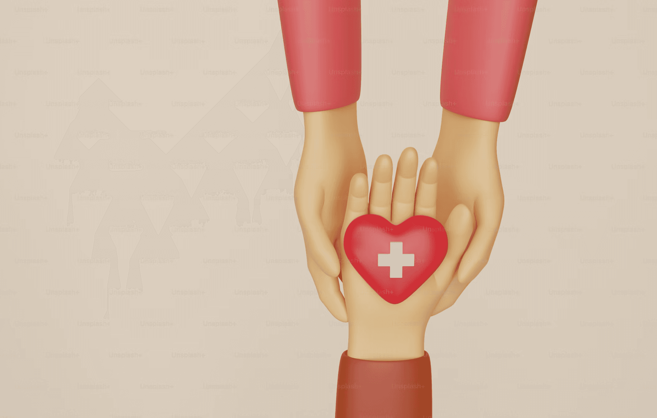 Illustration of a donor heart in hands